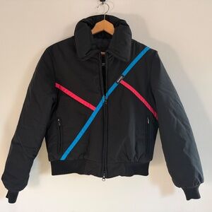 Vintage Slalom Goose Down Ski Jacket Black Catalina Womens 12 Cropped Puffer USA